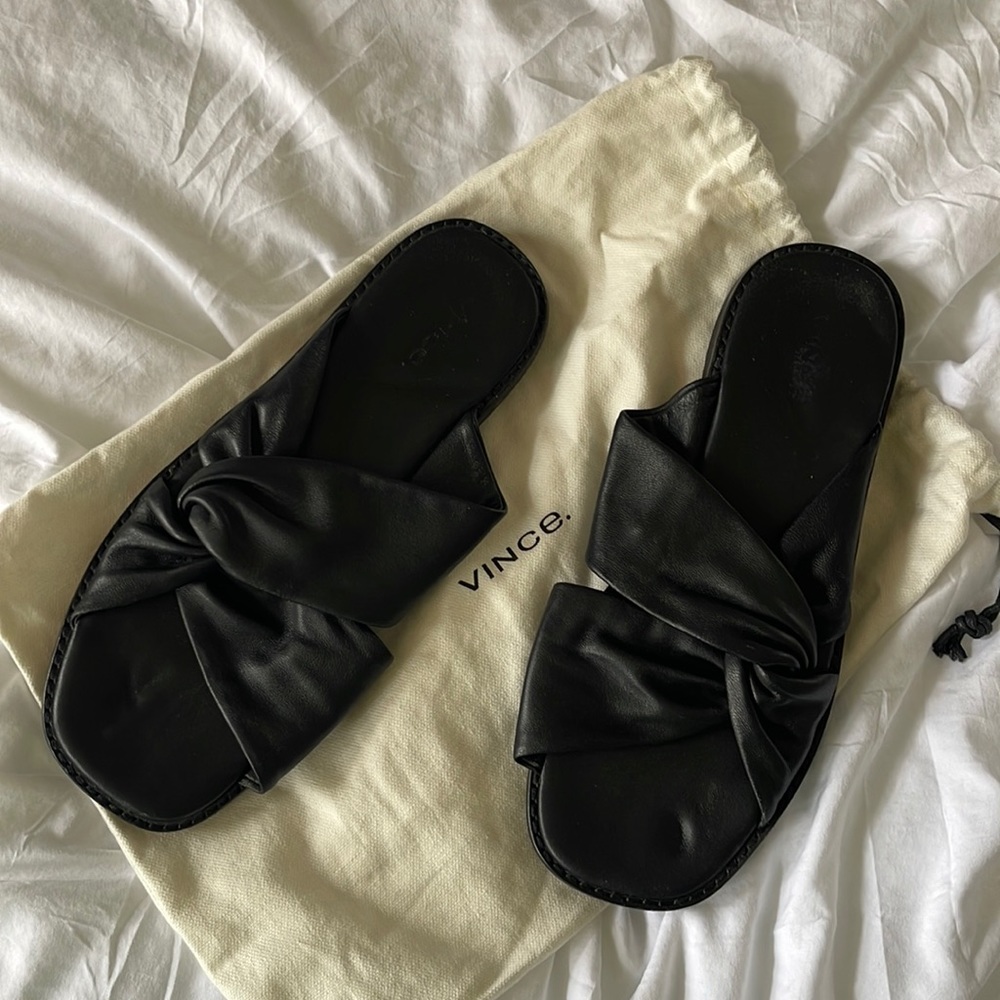 Vince Black Twist Front Sandals